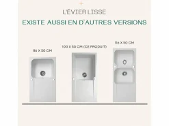Clearance Essebagno Lisse fregadero reversible 1 cubeta grande 1 escurridor en resina blanca Blanco