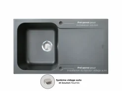Essebagno Lisse fregadero reversible 1 cubeta 1 escurridor en resina negra