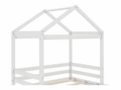 Online ModernLuxe Lit cabane 140x200cm en bois massif - avec sommier à lattes - Blanc (matelas non inclus) Blanco