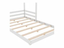 Online ModernLuxe Lit cabane 140x200cm en bois massif - avec sommier à lattes - Blanc (matelas non inclus) Blanco