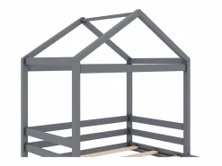 Best ModernLuxe Lit cabane 140x200cm en bois massif - avec sommier à lattes - (matelas non inclus) Gris