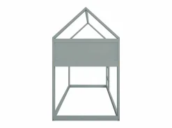 Discount Lit superposé 90x200cm, lit cabane enfant avec escalier et 1x sommier à lattes en haut, cadre en bois massif, bois Gris