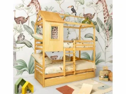 Litera + cama de arrastre madera pino 90x190/90x190cm