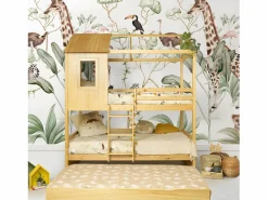 Litera + cama de arrastre madera pino 90x190/90x190cm