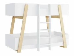 Litera 90 x 190 cm blanca y natural - CORODELA Cama Litera
