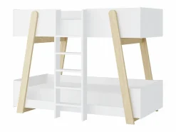 Litera 90 x 190 cm blanca y natural - CORODELA Cama Litera