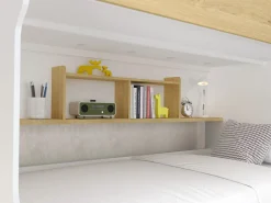 Vente-unique Litera 90 x 190 cm con almacenamiento en color blanco y natural - YALOVA