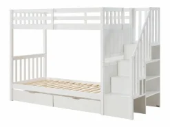 Vente-unique Litera 90 x 190 cm con cajones pino y MDF - ZILENI