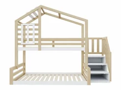 Discount Litera 90 x 200 cm y 140 x 200 cm - Cama alta con almacenaje - y blanco Cama Litera