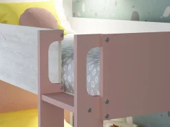 Vente-unique Litera 2 x 90 x 200 cm 2 cajón color rosa, blanco y natural - TINOLI