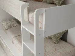 New Litera 2 x 90 x 200 cm 2 cajones color blanco y natural - TINOLI Cama Litera