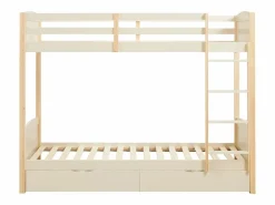 Vente-unique Litera 2 x 90 x 200 cm 2 cajones y natural + colchón - LIMODARA