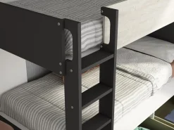 Vente-unique Litera 2 x 90 x 200 cm 2 cajones antracita, natural y blanco + colchón - TINOLI