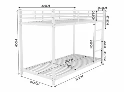 Merax Litera 2 x 90 x 200 cm - cama de hierro -