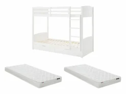 Online Litera 2 x 90 x 200 cm con 2 cajones en pino y MDF + colchones - LIMODARA Cama Litera