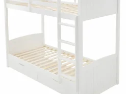 Outlet Vente-unique Litera 2 x 90 x 200 cm con 2 cajones en Pino y MDF color - LIMODARA Blanco