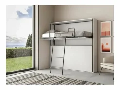 Discount Les Tendances Litera abatible horizontal blanca para 2 personas 85x185 cm Bounto-2 colchones 85x185cm Blanco