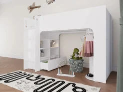 Online Litera alta 90 x 190 cm con almacenamiento - COLUMI Cama Alta|Cama Con Almacenaje
