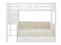 Sale Vente-unique Litera alta 90 X 190 cm con sofá convertible pino y MDF + colchón - ORPELIA Blanco