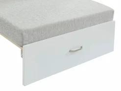 Vente-unique Litera alta 90 x 200 cm escritorio, sofá y almacenamiento de pino y MDF + colchón - GOLIATH