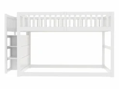 Best Litera baja 140x200 cm con almacenaje, barrera de seguridad alta, madera blanca (247x145x135,5cm) Cama Litera