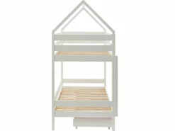 Vente-unique Litera cabaña 2 cajones 2 x 90 x 190 cm de pino macizo con colchón - CHORI
