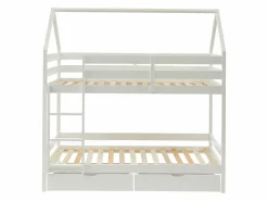 Vente-unique Litera cabaña 2 cajones 2 x 90 x 190 cm de pino macizo con colchón - CHORI