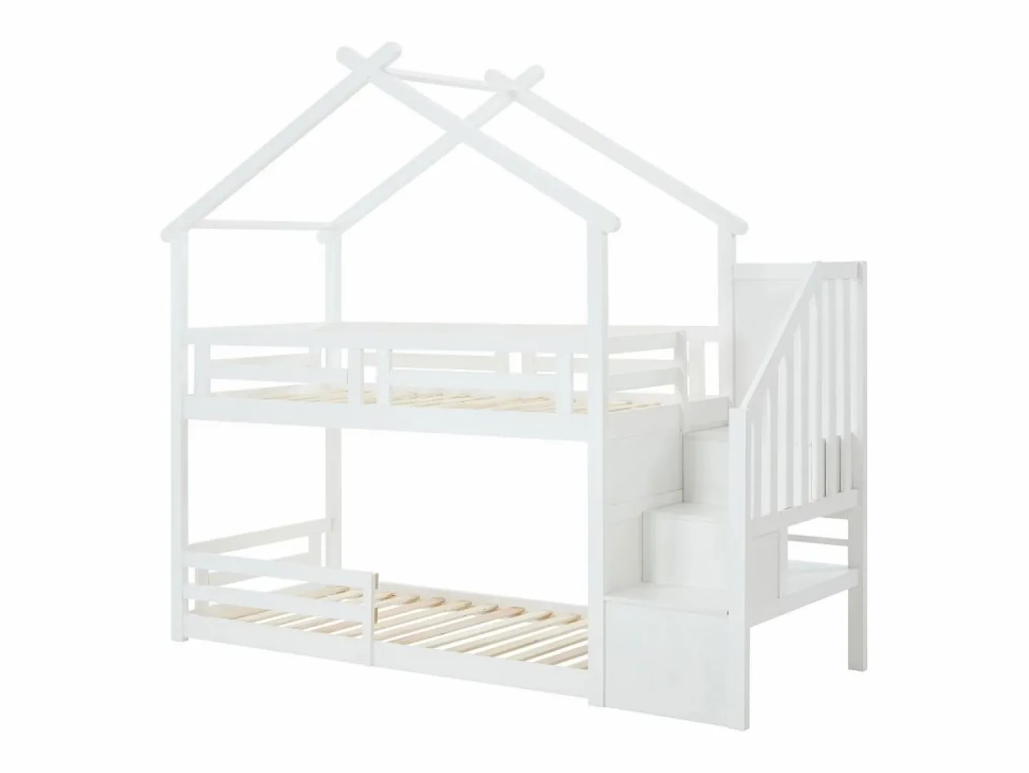 Hot Vente-unique Litera cabaña 90 x 190 cm en pino y MDF color + colchón - TALETY Blanco