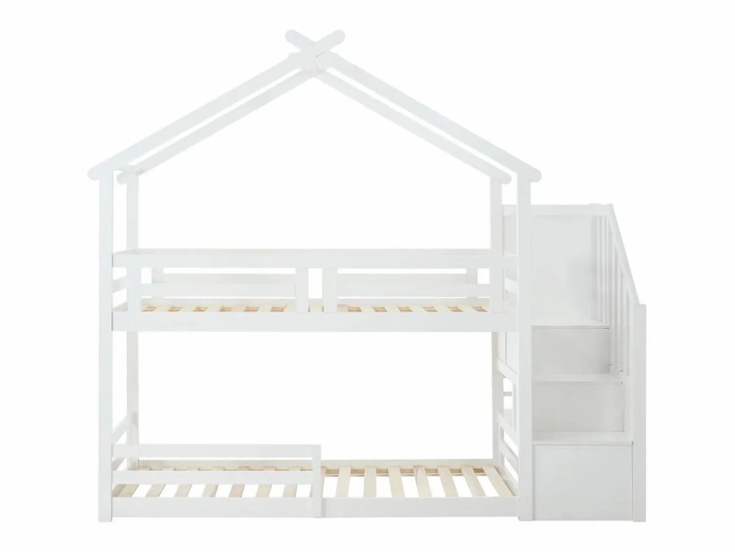 Hot Vente-unique Litera cabaña 90 x 190 cm en pino y MDF color + colchón - TALETY Blanco