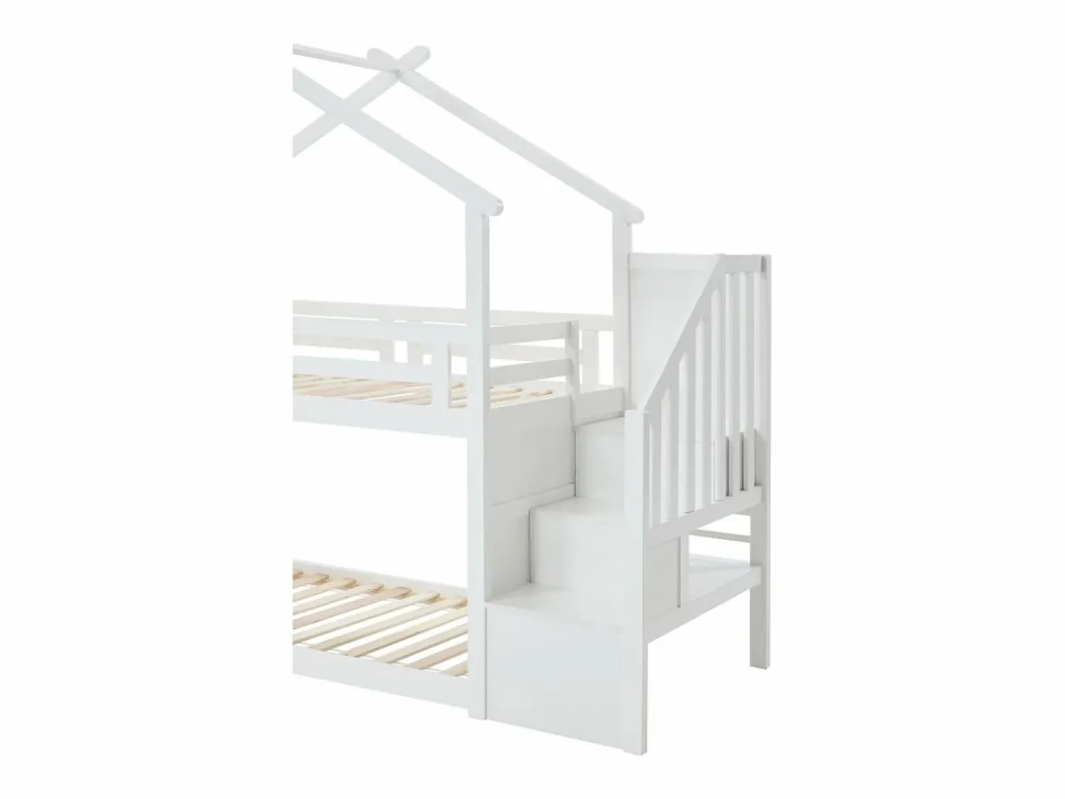 Hot Vente-unique Litera cabaña 90 x 190 cm en pino y MDF color + colchón - TALETY Blanco