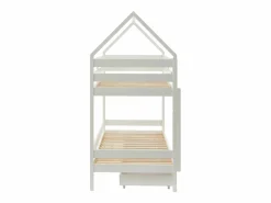 Vente-unique Litera cabaña con compartimentos 2 x 90 x 190 cm de madera de pino - CHORI Blanco
