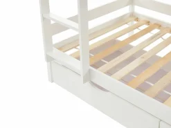 Vente-unique Litera cabaña con compartimentos 2 x 90 x 190 cm de madera de pino - CHORI Blanco