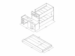 Clearance Litera con cama nido 3 x 90 x 190 cm 2 escritorios blanco y natural - DOMATI Cama Litera