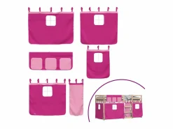 Sale vidaxl Litera con cortinas madera maciza de pino 75x190 cm Rosa