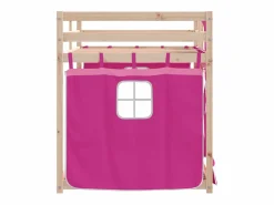 Sale vidaxl Litera con cortinas madera maciza de pino 75x190 cm Rosa