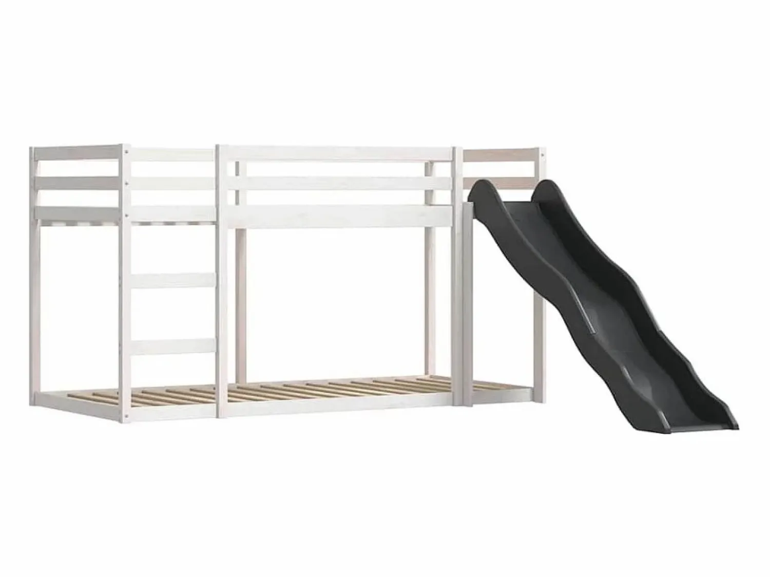 Sale vidaxl Litera con tobogán y cortinas blanco y 90x200 cm Negro