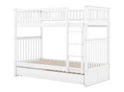 Litera de 90 x 200 cm - con cama nido - barandillas altas de seguridad - blanca