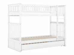 Litera de 90 x 200 cm - con cama nido - barandillas altas de seguridad - blanca