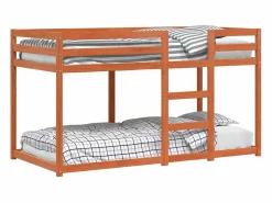 vidaxl Litera de madera maciza de pino marrón cera 90x190 cm