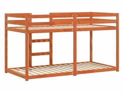 vidaxl Litera de madera maciza de pino marrón cera 90x190 cm