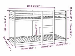 vidaxl Litera de madera maciza de pino 90x190 cm