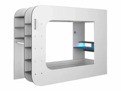 Best Litera gamer 90 x 200 cm escritorio y organizadores LEDs blanco y antracita - WARRIOR Cama Alta