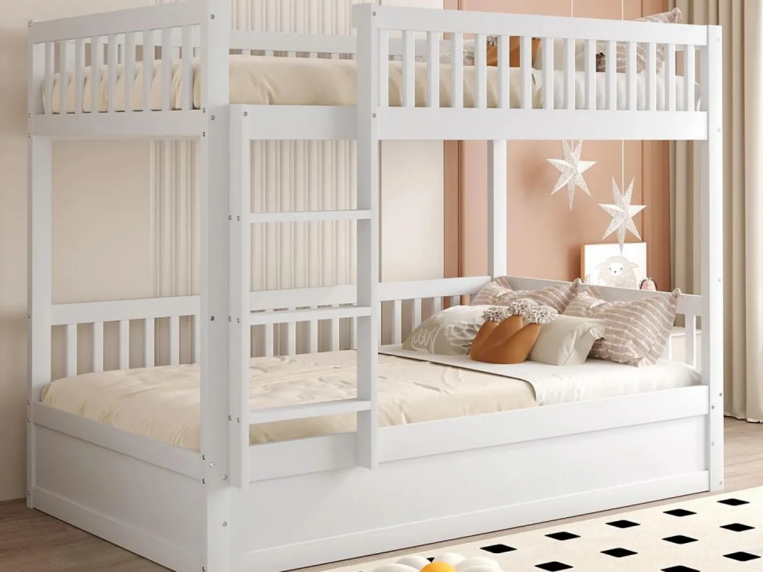 ModernLuxe Litera infantil 90×200 cm - Madera maciza - Cama con almacenamiento inferior - (colchón no incluido)