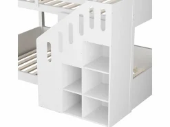 ModernLuxe Litera infantil - 2x90x200 cm - con taquilla y barandilla - (sin colchón)