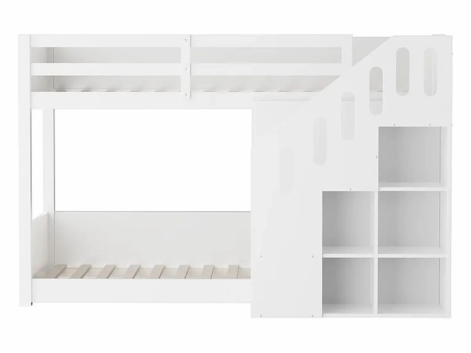 ModernLuxe Litera infantil - 2x90x200 cm - con taquilla y barandilla - (sin colchón)