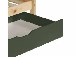 Sweeek Litera infantil cabaña pino natural somier de láminas y cajones, 190cm Verde
