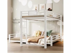 Sale Litera infantil de metal en forma de L - 90 x 200 cm + 140 x 200 cm - metal - Cama Litera