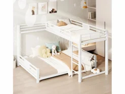 Sale Litera infantil de metal en forma de L - 90 x 200 cm + 140 x 200 cm - metal - Cama Litera