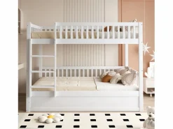 New Litera infantil 90x200cm, blanca, con almacenaje hidráulico, estructura de cama incluida (sin colchón) Cama Litera