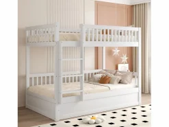 New Litera infantil 90x200cm, blanca, con almacenaje hidráulico, estructura de cama incluida (sin colchón) Cama Litera